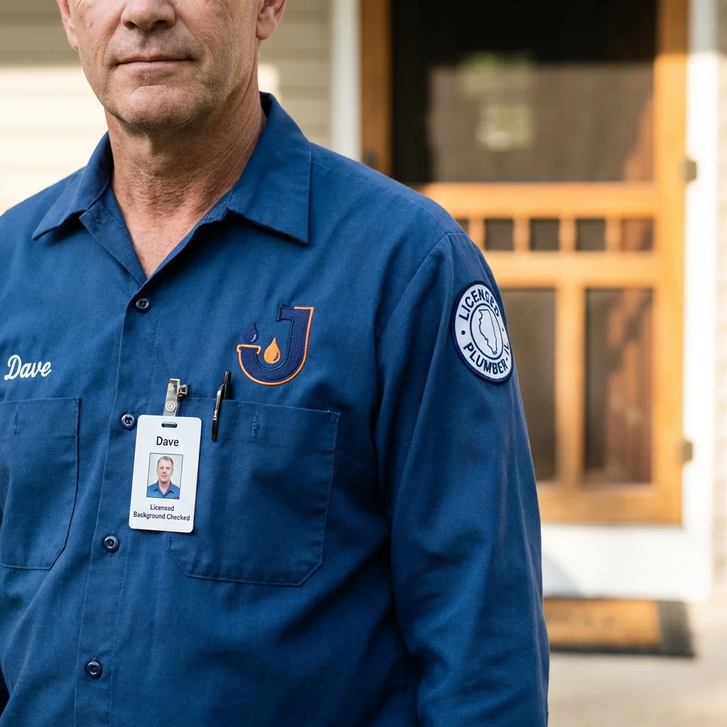 Licensed plumber showing ID badge in Pigeon Forge, TN