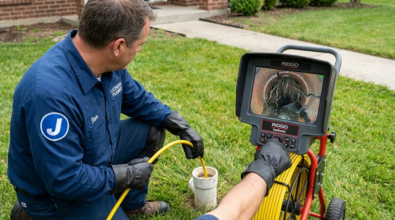 Sewer camera inspection being performed by Johns Plumbing LLC in Pigeon Forge