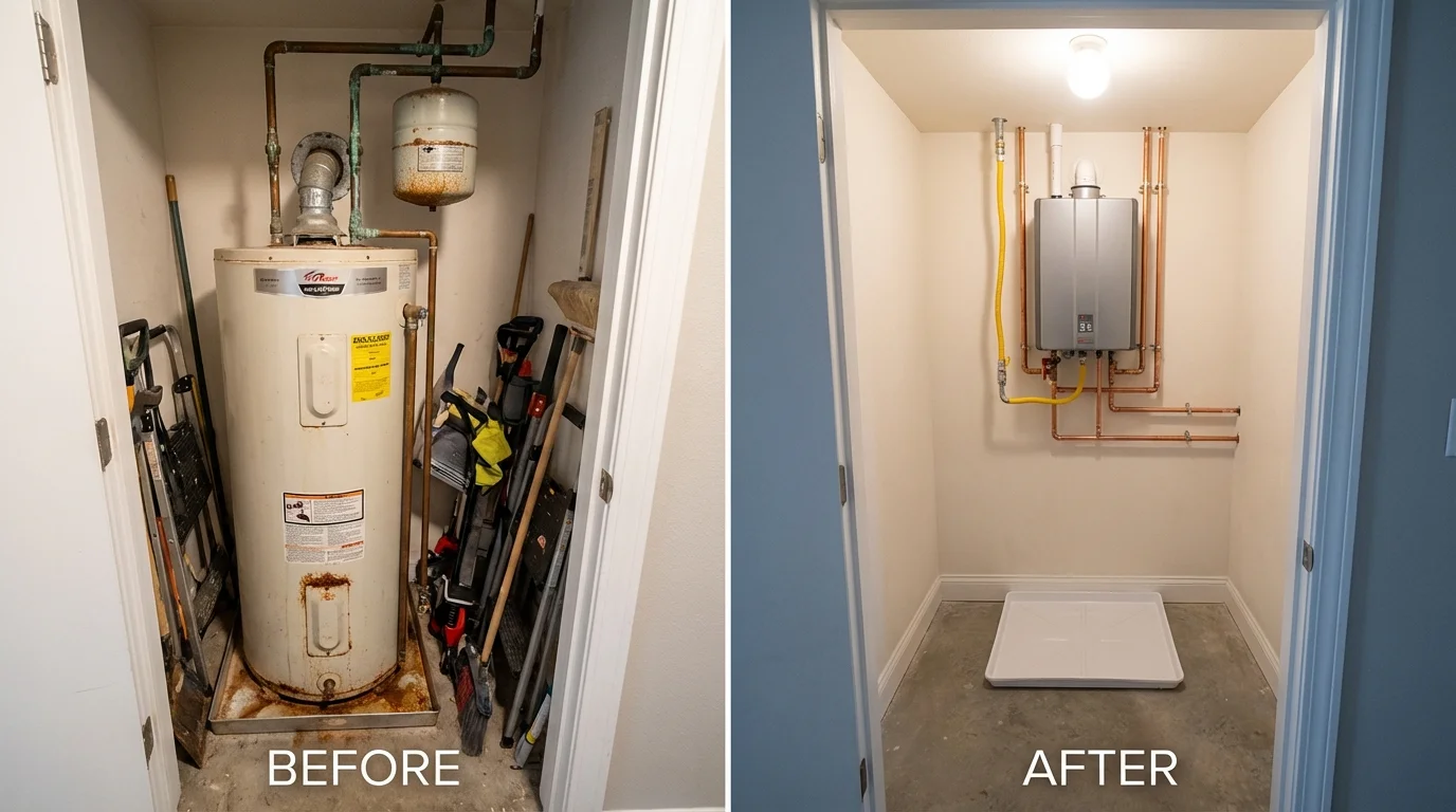 Tank water heater versus wall-mounted tankless unit comparison for Pigeon Forge, TN homeowners