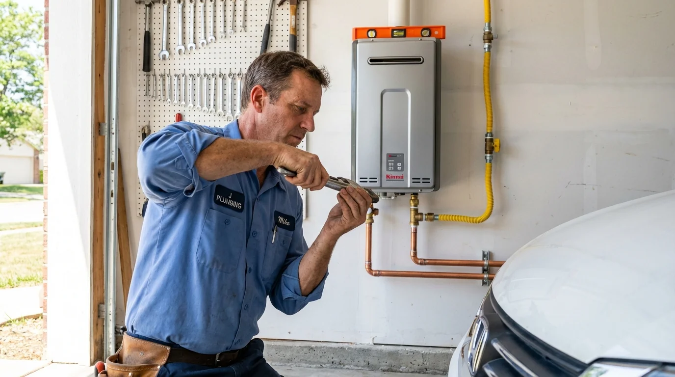 Tankless water heater installation by a Johns Plumbing LLC plumber in Pigeon Forge